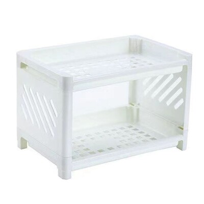 Dvoslojni stolni stalak za pohranu, plastična polica za pohranu velikog kapaciteta, višenamjenski držač za pisaći pribor