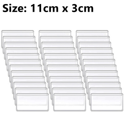 4/20 tk etiketihoidjad Kleepuv riiulisilt tühja kaardiga läbipaistvate silditaskutega kodukontori raamaturiiulite prügikastide klassifikatsioon