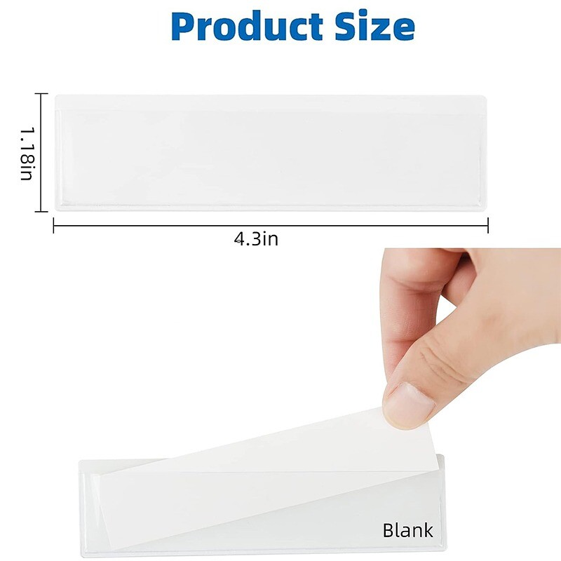 4/20 tk etiketihoidjad Kleepuv riiulisilt tühja kaardiga läbipaistvate silditaskutega kodukontori raamaturiiulite prügikastide klassifikatsioon