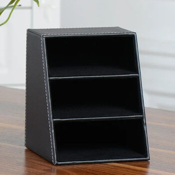 PU Δερμάτινη θήκη τηλεχειριστηρίου Desktop Organizer Κουτί αποθήκευσης για Οδηγός τηλεόρασης Ταχυδρομείο Τηλέφωνο γραφείου Δικτυωτό πλέγμα καλλυντικών στυλό