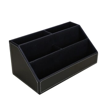 PU Δερμάτινη θήκη τηλεχειριστηρίου Desktop Organizer Κουτί αποθήκευσης για Οδηγός τηλεόρασης Ταχυδρομείο Τηλέφωνο γραφείου Δικτυωτό πλέγμα καλλυντικών στυλό