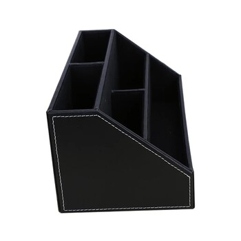 PU Δερμάτινη θήκη τηλεχειριστηρίου Desktop Organizer Κουτί αποθήκευσης για Οδηγός τηλεόρασης Ταχυδρομείο Τηλέφωνο γραφείου Δικτυωτό πλέγμα καλλυντικών στυλό