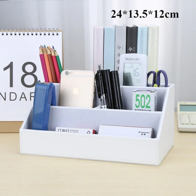 PU ādas tālvadības pults turētājs galddatora organizatora uzglabāšanas kaste TV ceļvedim Pasta tālrunis Biroja šķirošanas režģis kosmētikas pildspalvu statīvs