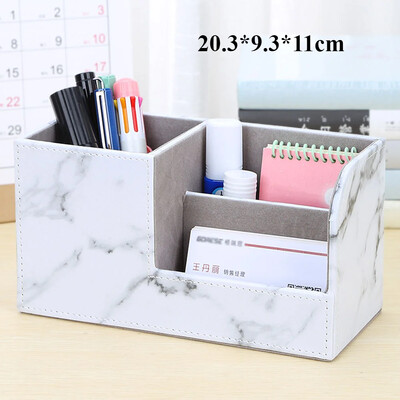 PU ādas tālvadības pults turētājs galddatora organizatora uzglabāšanas kaste TV ceļvedim Pasta tālrunis Biroja šķirošanas režģis kosmētikas pildspalvu statīvs