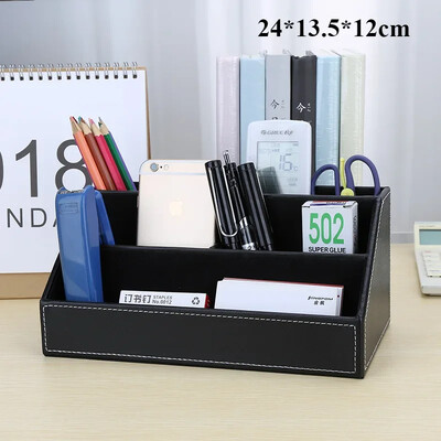 PU ādas tālvadības pults turētājs galddatora organizatora uzglabāšanas kaste TV ceļvedim Pasta tālrunis Biroja šķirošanas režģis kosmētikas pildspalvu statīvs