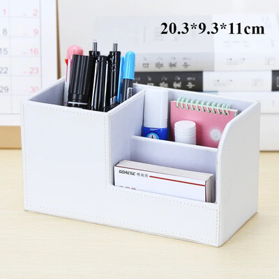 PU ādas tālvadības pults turētājs galddatora organizatora uzglabāšanas kaste TV ceļvedim Pasta tālrunis Biroja šķirošanas režģis kosmētikas pildspalvu statīvs