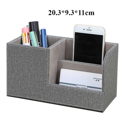 PU ādas tālvadības pults turētājs galddatora organizatora uzglabāšanas kaste TV ceļvedim Pasta tālrunis Biroja šķirošanas režģis kosmētikas pildspalvu statīvs