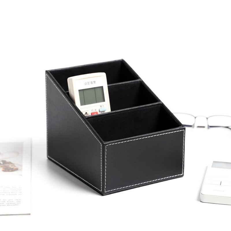 PU ādas tālvadības pults turētājs galddatora organizatora uzglabāšanas kaste TV ceļvedim Pasta tālrunis Biroja šķirošanas režģis kosmētikas pildspalvu statīvs