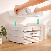 Papetarie Tava pentru fișiere de birou Suport durabil pentru cărți de birou Suport de hârtie stivuit Raft din plastic A4 Organizator de documente