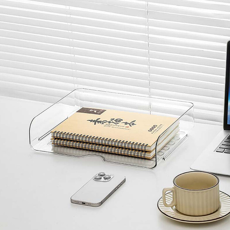 Papetarie Tava pentru fișiere de birou Suport durabil pentru cărți de birou Suport de hârtie stivuit Raft din plastic A4 Organizator de documente