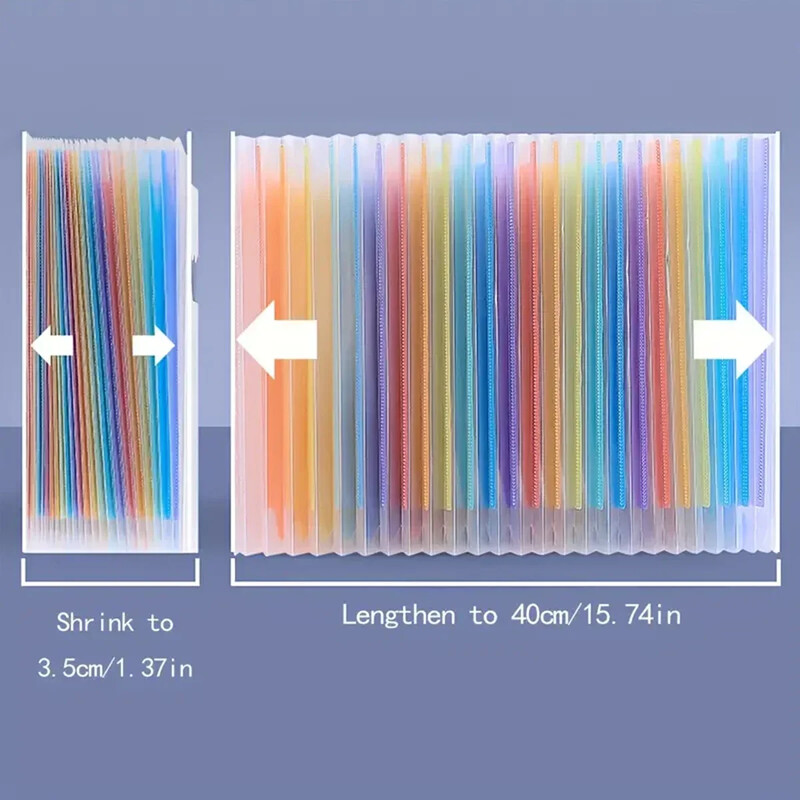 1 buc A4 Curcubeu Culoare Multi Straturi Suport de fișiere de stocare verticală 25 de straturi Dosare Dosare școală, birou, hârtie, saci de depozitare consumabile