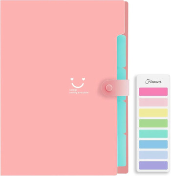 5 Pocket Expandable File Gripper Label Cute Folder Φορητό Organizer αρχείων για χώρο αποθήκευσης Office School