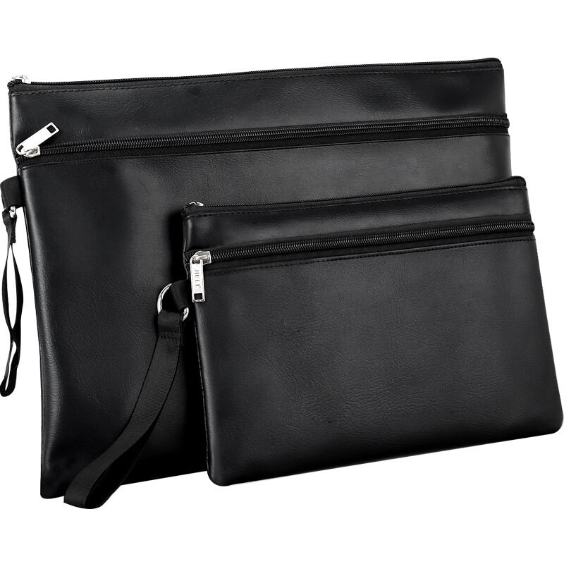 Първокласна чанта за документи от PU кожа A4 A5 Чанта за файлове с цип за съхранение на документи Водоустойчива преносима мъжка бизнес чанта