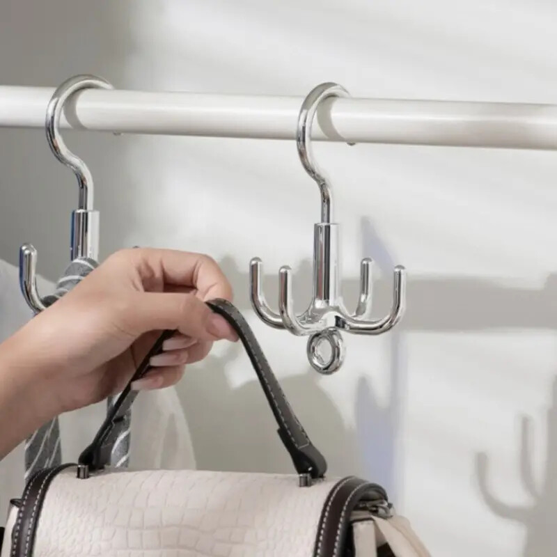 1kom višenamjenska rotirajuća plastična kuka bez probijanja s 4 kandže, vješalica za kapute, organizator remena, vješalica za remen za garderobu