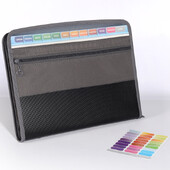 Organizator de fișiere pentru acordeon cu fermoar sigur, dosar de fișiere extensibil cu 13 buzunare cu husă frontală pentru creion, rechizite școlare de birou