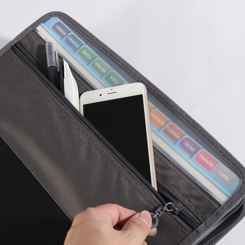Organizator de fișiere pentru acordeon cu fermoar sigur, dosar de fișiere extensibil cu 13 buzunare cu husă frontală pentru creion, rechizite școlare de birou