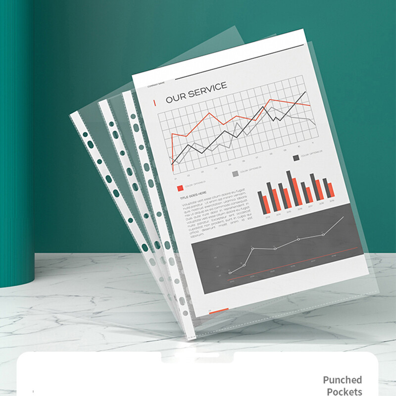 20PCS/Bag Deli 5710 72616 Prozirna vrećica za dokumente Mapa s datotekama 11 rupa A4 30 rupa A3 Vrećica za umetanje listova Prozirna mapa s datotekama