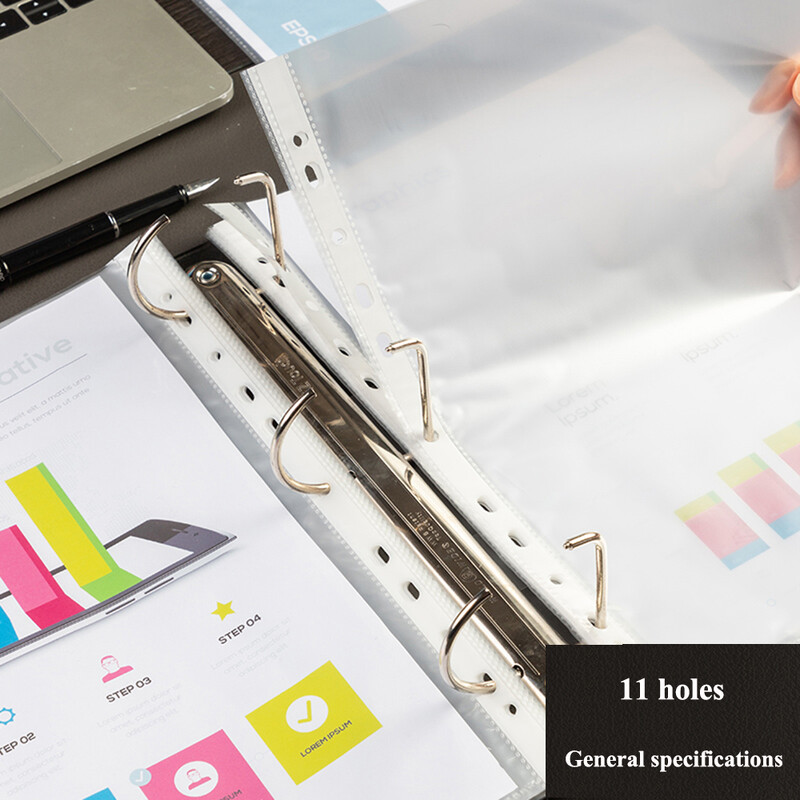 20PCS/Bag Deli 5710 72616 Prozirna vrećica za dokumente Mapa s datotekama 11 rupa A4 30 rupa A3 Vrećica za umetanje listova Prozirna mapa s datotekama