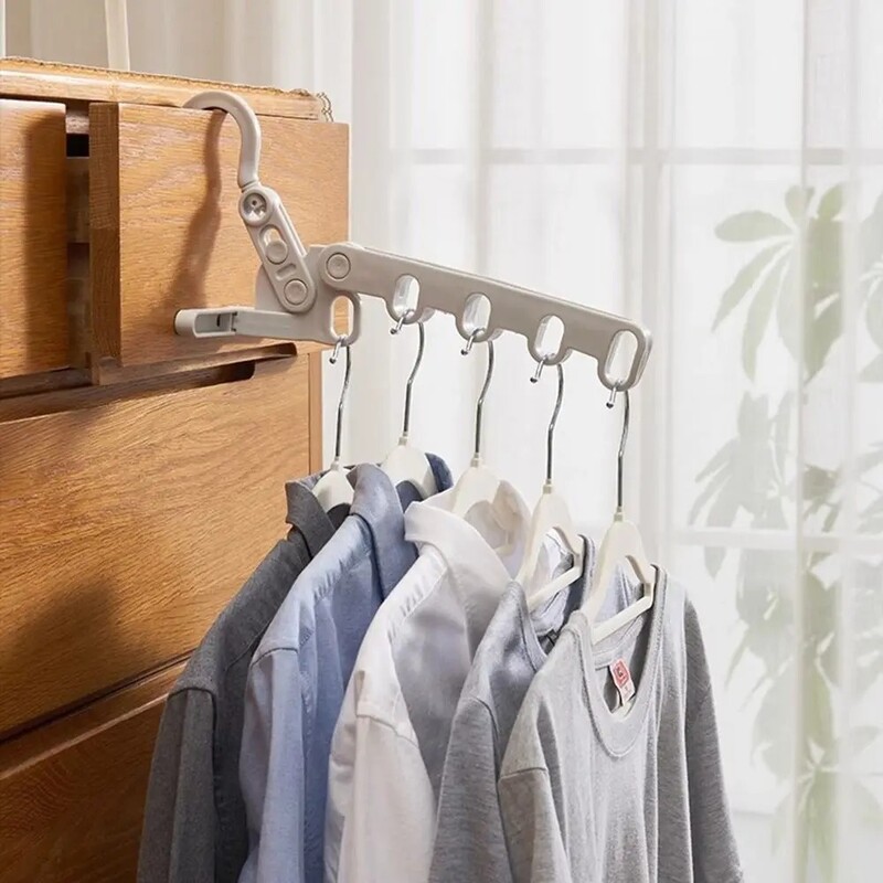 Umeraș portabil pliabil de călătorie Suport de uscare din pânză pliabil Umeraș de călătorie Suport suspendat cu 5 găuri pentru cuier multifuncțional de hotel