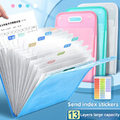 Geantă verticală pentru acordeon Kawaii, hârtie de examinare pentru studenți, geantă portabilă de depozitare, dosar translucid din PP, pungi pentru fișiere cu 13 compartimente