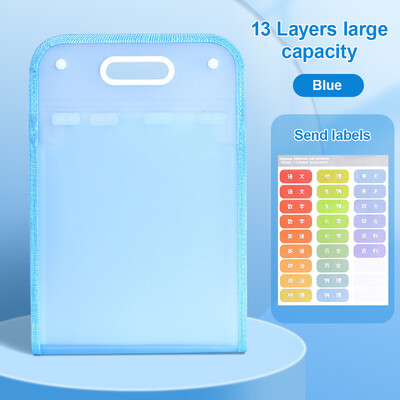 Geantă verticală pentru acordeon Kawaii, hârtie de examinare pentru studenți, geantă portabilă de depozitare, dosar translucid din PP, pungi pentru fișiere cu 13 compartimente