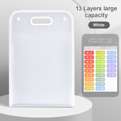 Geantă verticală pentru acordeon Kawaii, hârtie de examinare pentru studenți, geantă portabilă de depozitare, dosar translucid din PP, pungi pentru fișiere cu 13 compartimente