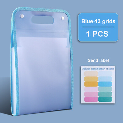 Geantă verticală pentru acordeon Kawaii, hârtie de examinare pentru studenți, geantă portabilă de depozitare, dosar translucid din PP, pungi pentru fișiere cu 13 compartimente