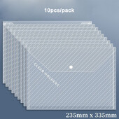 10 kom/pakiranje A4 keper Vodootporne kopče Uredski materijal velikog kapaciteta Papirnate vrećice za studente Prozirne vrećice za datoteke