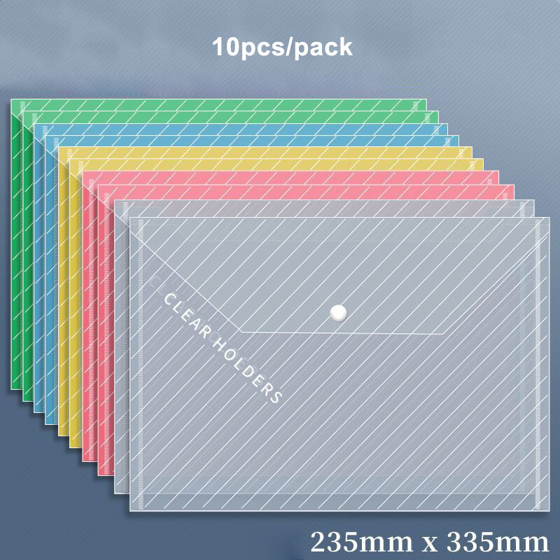 10 kom/pakiranje A4 keper Vodootporne kopče Uredski materijal velikog kapaciteta Papirnate vrećice za studente Prozirne vrećice za datoteke