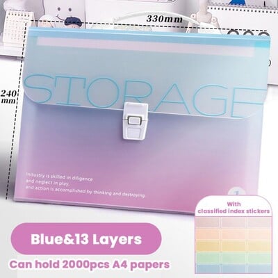 Prijenosna vodootporna A4 mapa s datotekama Pohranjivanje testnog papira Klasificirana torba za organe za pohranu PP 13 džepova Organizator datoteka Školski ured