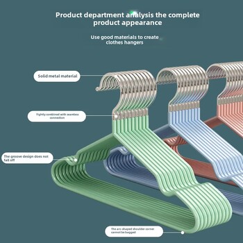 Нов стил закачалка за дрехи за възрастни с противоплъзгаща се функция и без следи с удебелено пластмасово покритие за сушилня за домашно пране
