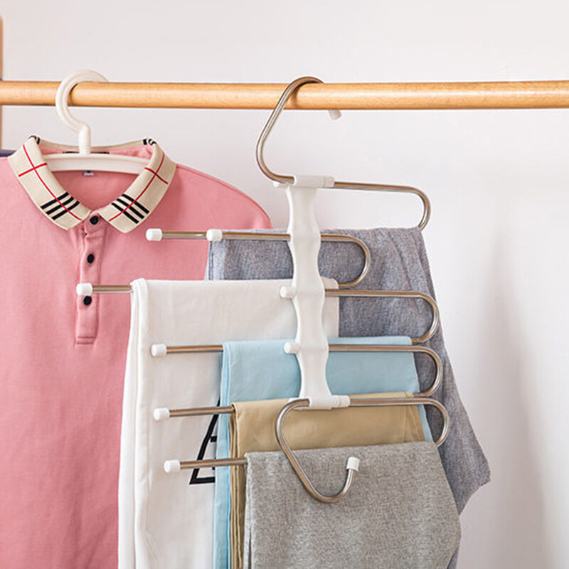 Stalak za hlače na uvlačenje od nehrđajućeg čelika Višenamjenski ormar Organizator Neklizajući višeslojni stalak za hlače za traperice, šalove