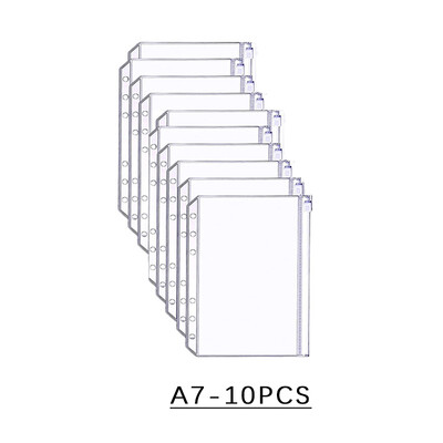 6 buc. Plicuri pentru numerar A5 A6 A7 pentru bugete Dosare cu fermoar clare Buzunare pentru legare Geanta cu foi libere pentru punga cu 6 gauri Arhivare documente