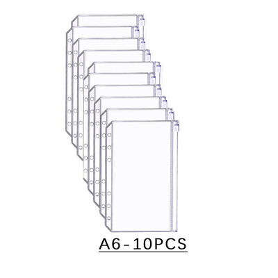 6 buc. Plicuri pentru numerar A5 A6 A7 pentru bugete Dosare cu fermoar clare Buzunare pentru legare Geanta cu foi libere pentru punga cu 6 gauri Arhivare documente