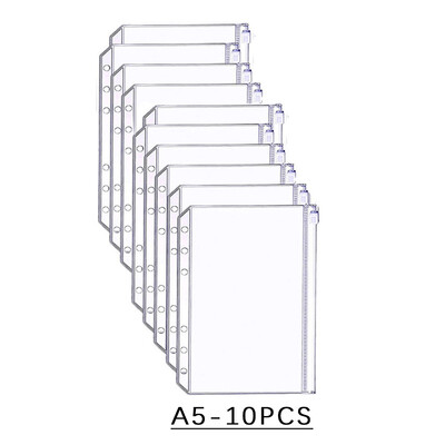 6 buc. Plicuri pentru numerar A5 A6 A7 pentru bugete Dosare cu fermoar clare Buzunare pentru legare Geanta cu foi libere pentru punga cu 6 gauri Arhivare documente