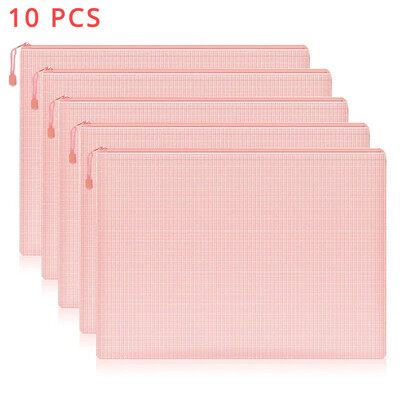 5/10 gab. Tīkla rāvējslēdzēja maisiņš dokumentu maisiņu uzglabāšanas mapes fails Macaron A4 izmēra zīmuļu futrālis somas Skolas biroja piederumi Kancelejas preces