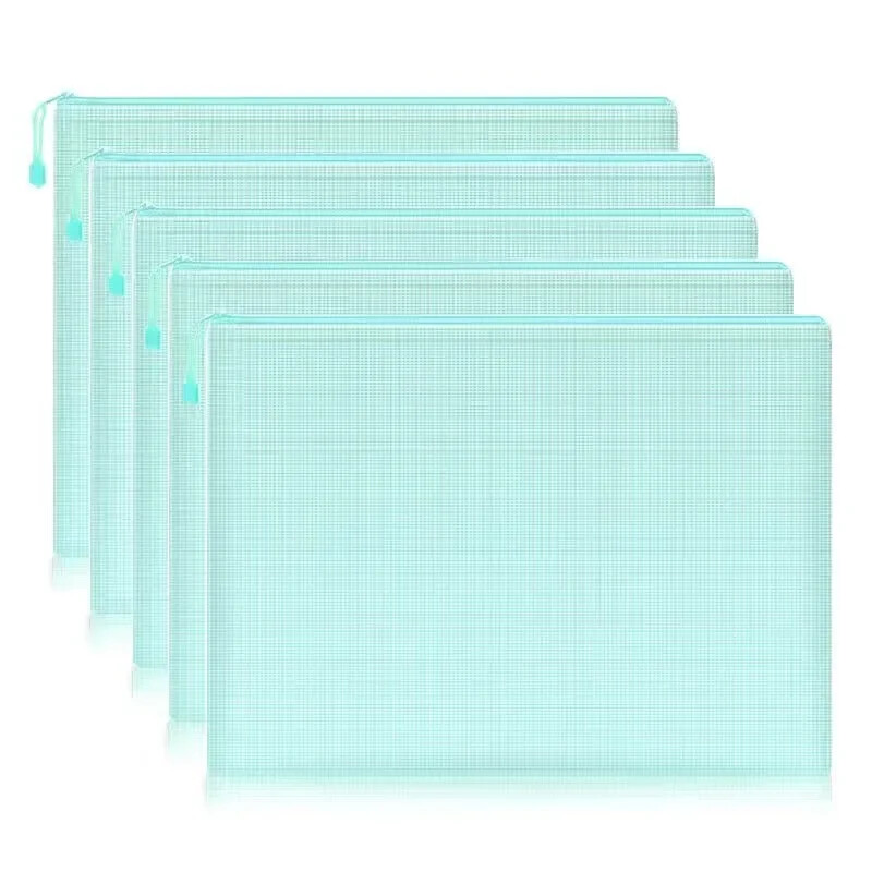 5/10 gab. Tīkla rāvējslēdzēja maisiņš dokumentu maisiņu uzglabāšanas mapes fails Macaron A4 izmēra zīmuļu futrālis somas Skolas biroja piederumi Kancelejas preces