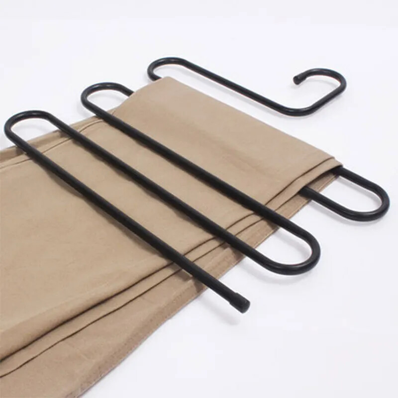 Suport pentru pantaloni magic cu mai multe straturi Suport pentru pantaloni în formă de S din oțel inoxidabil Suport multifuncțional anti-alunecare pentru pantaloni în stil pentru bărbați și femei