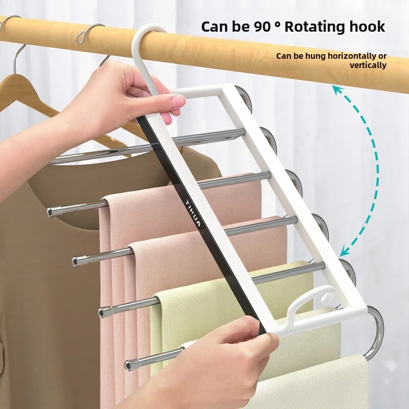 Višeslojni sklopivi stalak za hlače Kućna upotreba Čarobna bešavna kopča za hlače Skladištenje garderobe Goddess Vješalica za hlače Organizator ormara