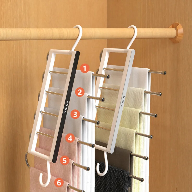 Višeslojni sklopivi stalak za hlače Kućna upotreba Čarobna bešavna kopča za hlače Skladištenje garderobe Goddess Vješalica za hlače Organizator ormara