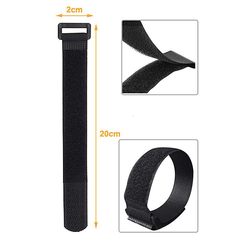 10 bucăți/lot 2cm * 20cm nailon cataramă inversă dispozitiv de fixare cu cârlig legături de cablu curea cu velcro Finisare linie lipicioasă