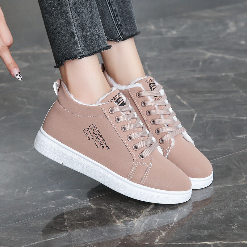 Pantofi de iarnă din bumbac 2024, pantofi sport de catifea pentru femei, cu toc plat, cizme noi de zăpadă, pantofi ocazionali pentru studenți, pantofi de damă