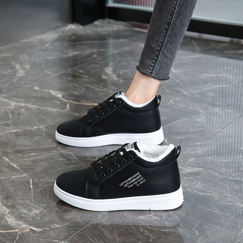 Pantofi de iarnă din bumbac 2024, pantofi sport de catifea pentru femei, cu toc plat, cizme noi de zăpadă, pantofi ocazionali pentru studenți, pantofi de damă