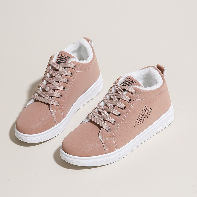 Pantofi de iarnă din bumbac 2024, pantofi sport de catifea pentru femei, cu toc plat, cizme noi de zăpadă, pantofi ocazionali pentru studenți, pantofi de damă