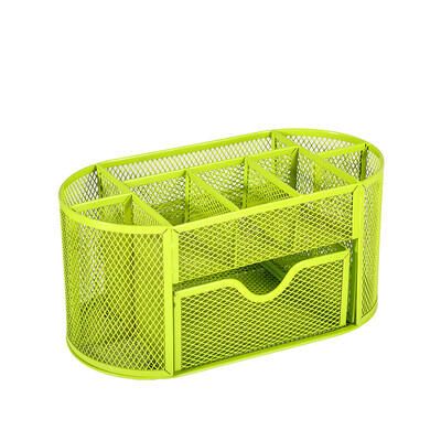 Organizator de birou cu plasă Organizator de papetărie de birou multifuncțional cu sertar Suport pentru creion Rechizite de birou pentru acasă