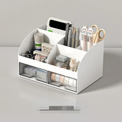 Прозрачна настолна кутия за съхранение с малки чекмеджета за офис консумативи и канцеларски материали