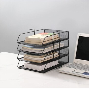 Office File Box Desktop A4 Organizer Document Organizer με δυνατότητα στοίβαξης Laminated Papers Rack Δίσκος αποθήκευσης μπάνιου για όλες τις χρήσεις για το σπίτι