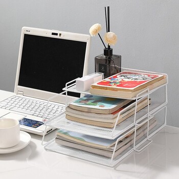 Office File Box Desktop A4 Organizer Document Organizer με δυνατότητα στοίβαξης Laminated Papers Rack Δίσκος αποθήκευσης μπάνιου για όλες τις χρήσεις για το σπίτι