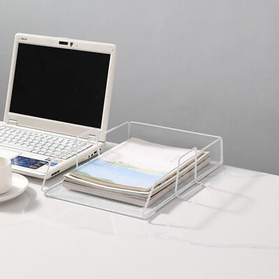 Кутия за офис файлове Настолен A4 Органайзер за документи Подреждащ се стелаж за ламинирани хартии Универсална тава за съхранение в банята за дома