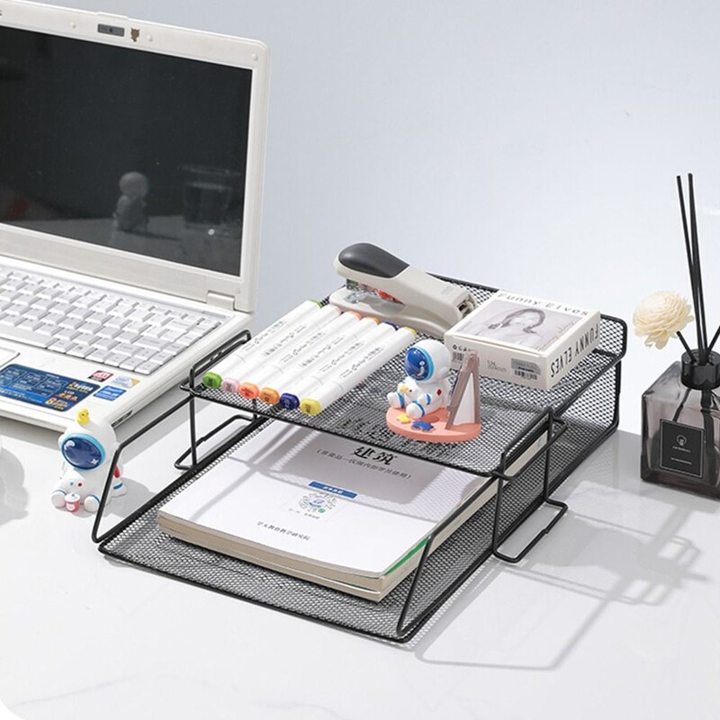 Кутия за офис файлове Настолен A4 Органайзер за документи Подреждащ се стелаж за ламинирани хартии Универсална тава за съхранение в банята за дома